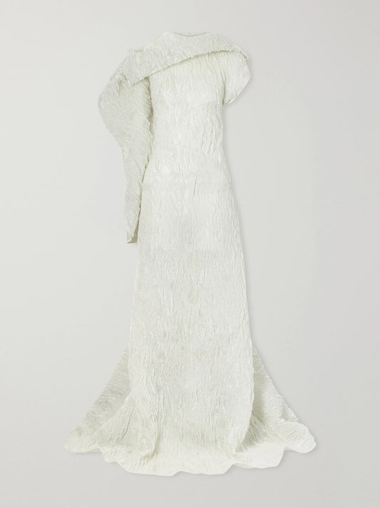 Maticevski Radiance Asymmetric Draped Chiffon-jacquard Gown