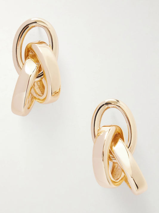 Triple Link Gold-tone Earrings