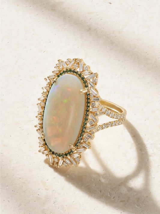 18-karat Gold, Opal And Diamond Ring