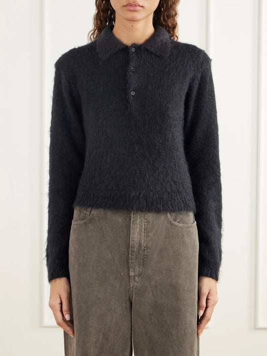 Auralee Brushed Mohair And Wool-blend Polo Sweater