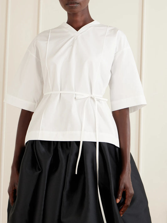 Lynn Cotton-poplin Wrap Blouse