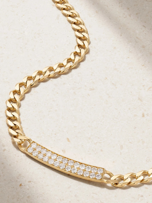 Id Bar 14-karat Gold Diamond Necklace