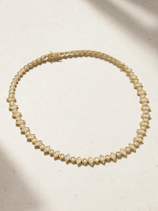Hexagon Extra Large 18-karat Gold Diamond Necklace