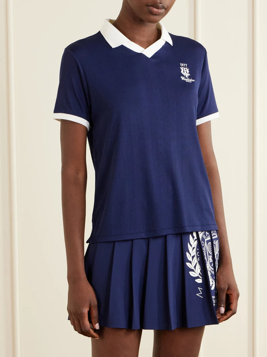 + Wimbledon Logo-embroidered Knit Polo Shirt