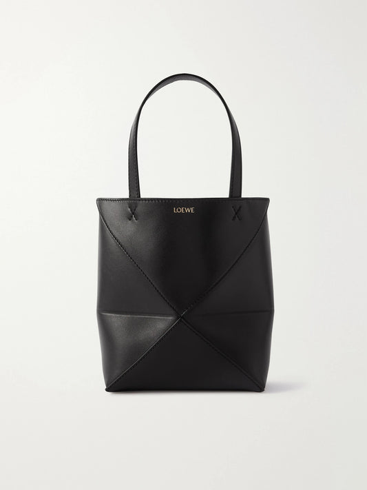 Puzzle Fold Convertible Mini Leather Tote