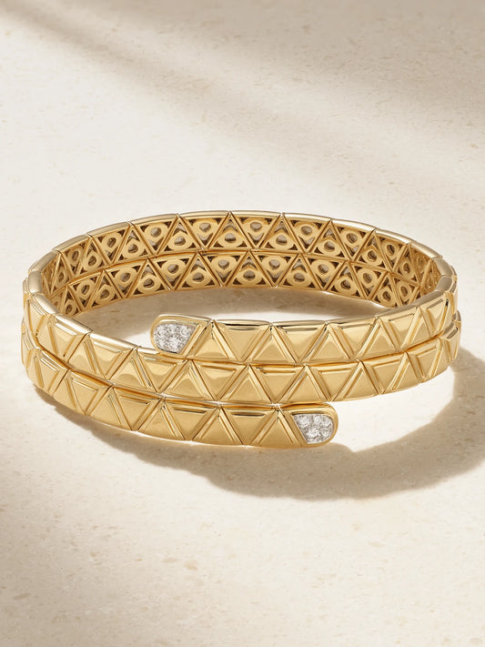 Triangolini Triple 18-karat Gold Diamond Bangle