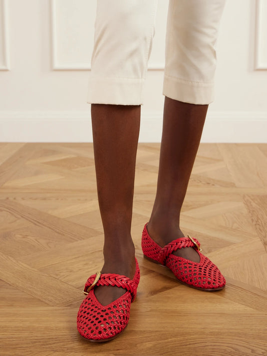 Zimmermann Alchemy Buckle-detailed Leather Ballet Flats