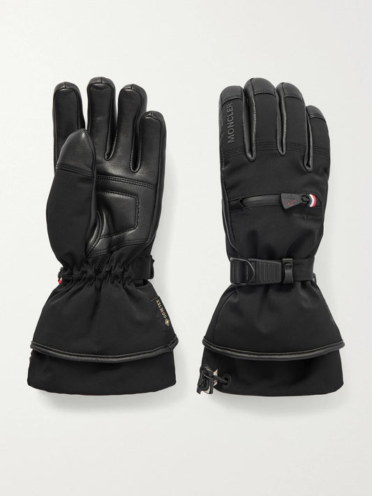 Appliquéd Paneled Gore-tex And Leather Gloves