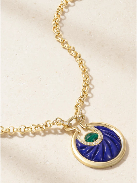 Circus Moon Big 18-karat Gold Multi-stone Necklace