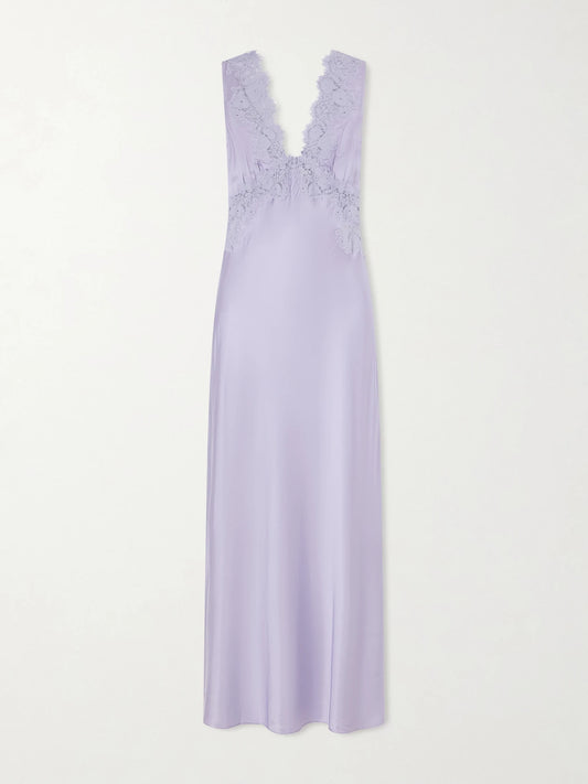 Lysandra Lace-trimmed Satin Maxi Dress