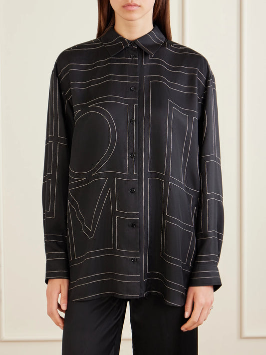 Embroidered Silk-twill Shirt