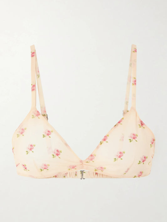 Talita Floral-print Silk-chiffon Bralette