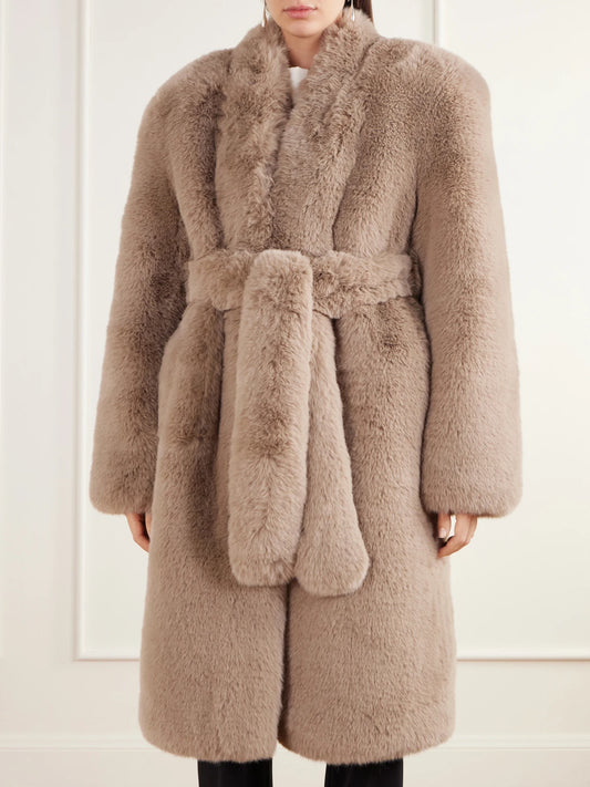 The Frankie Shop Destiny Belted Plush Coat