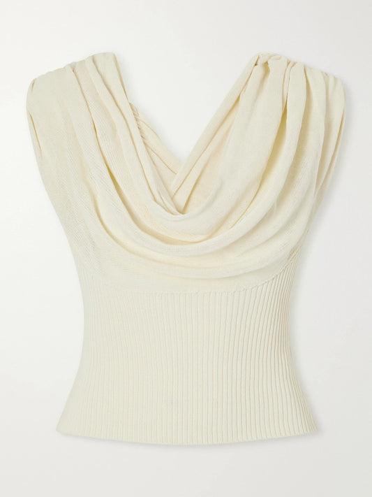 KALLMEYER Meeka Cowl-neck Cotton-blend Ribbed Top