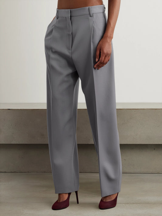 Capri Pleated Wool-gabardine Straight-leg Pants