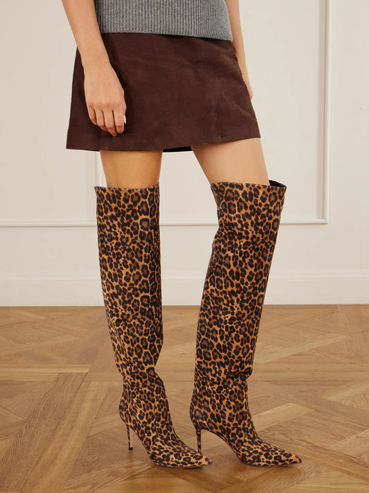 Gianvito Rossi Hansen Cuissard 85 Leopard-print Suede Over-the-knee Boots