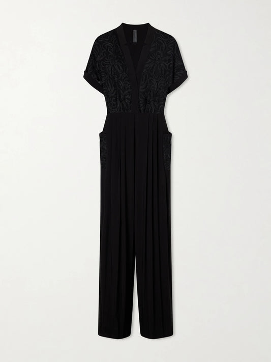 Geralyn Embroidered Velvet Jumpsuit