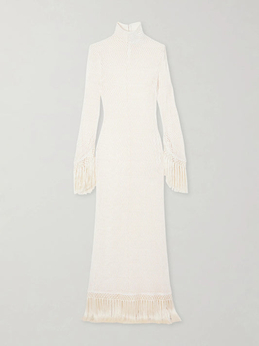 New Mexico Fringed Open-knit Cotton Gown