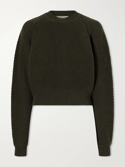 Ulla Johnson Ronan Cropped Open-knit Wool Sweater