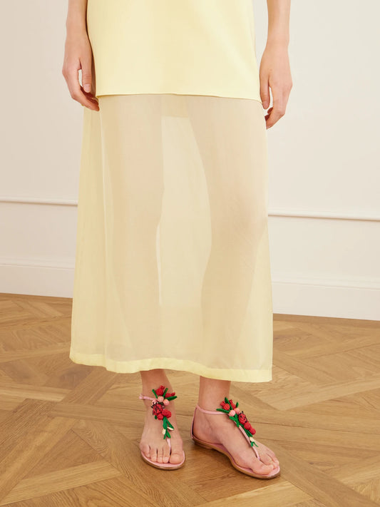 Botanica Embellished Leather And Raffia Thong Sandals