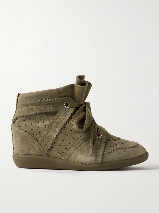 Bobby Perforated Suede Wedge Sneakers