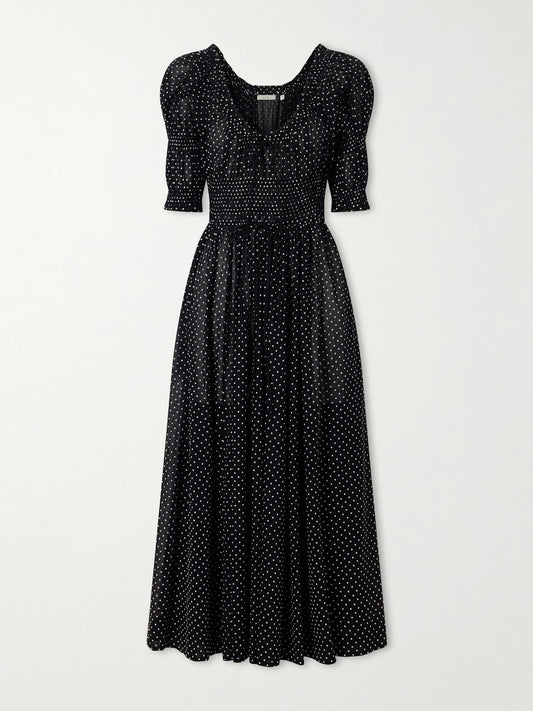 DÔEN Ischia Polka-dot Organic Cotton-voile Midi Dress