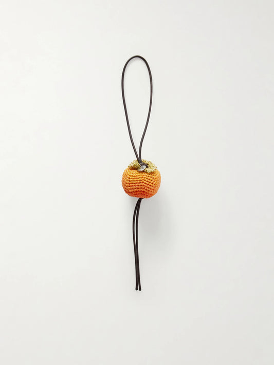 Persimmon Crocheted Cotton And Leather Bag Charm