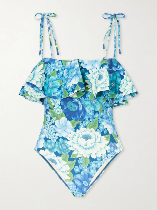Margo Ruffled Floral-print Swimsuit