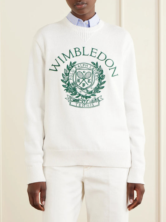 + Wimbledon Logo-embroidered Cotton Sweater