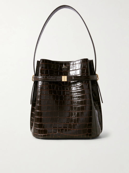 Belted Croc-effect Leather Tote