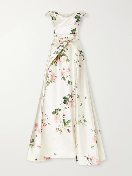 Vivienne Westwood Tabitha Bustier Draped Floral-print Satin Gown