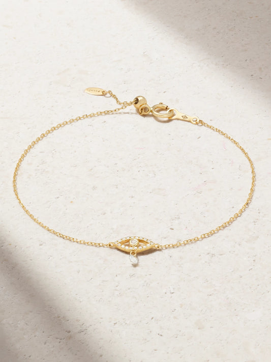 Evil Eye 18-karat Gold Diamond Bracelet