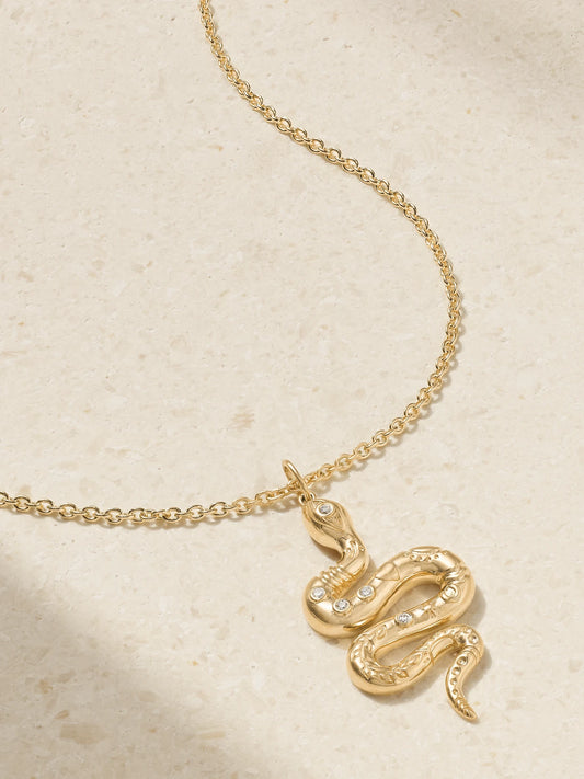 Snake 14-karat Gold Diamond Necklace