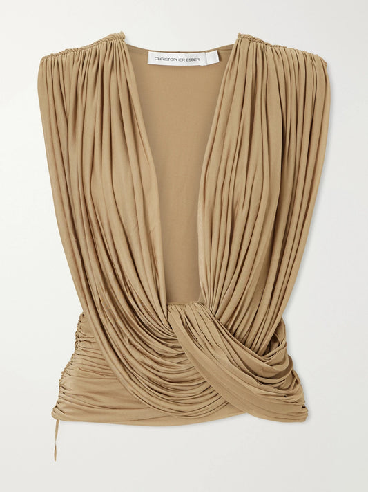 Christopher Esber Ripple Draped Mesh Top