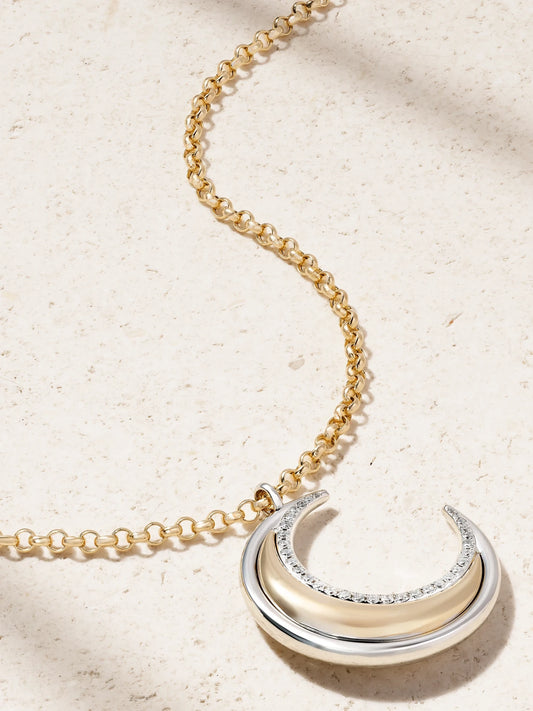 Moon Bloop 18-karat Yellow And White Gold Diamond Pendant