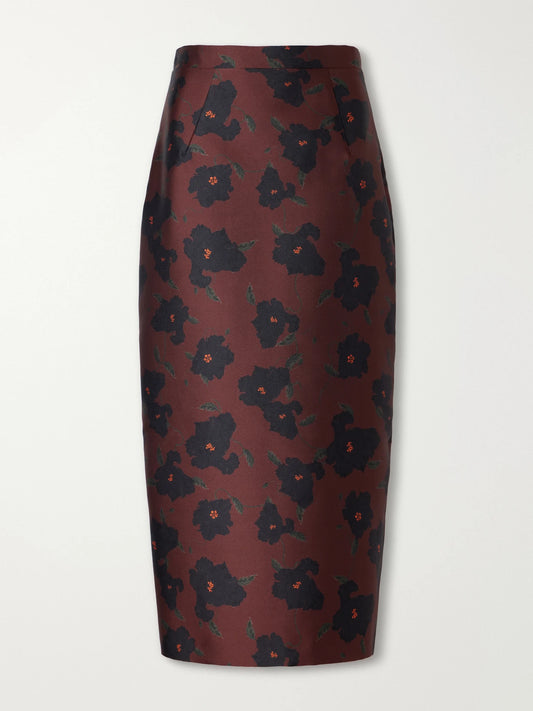Emilia Wickstead Lorelei Floral-print Taffeta Faille Midi Skirt