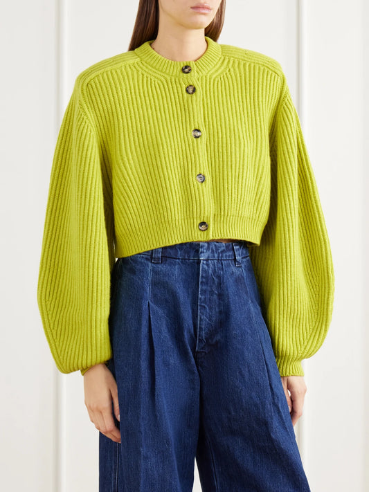 RÙADH The Cadogan Cropped Ribbed Cashmere Cardigan