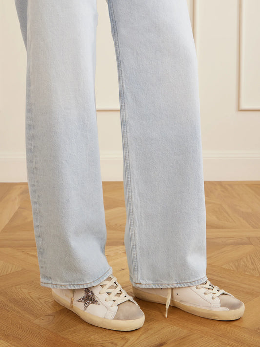 Super-star Distressed Glittered Suede-trimmed Leather Sneakers