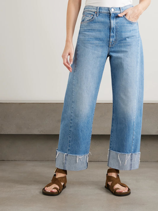 The Half Pipe Ankle Cuff Fray High-rise Wide-leg Jeans