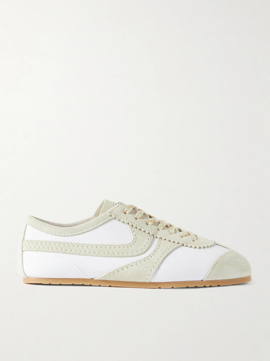 Suede-trimmed Leather Sneakers