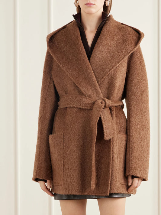 Max Mara Golf Belted Camel-hair And Mohair-blend Coat