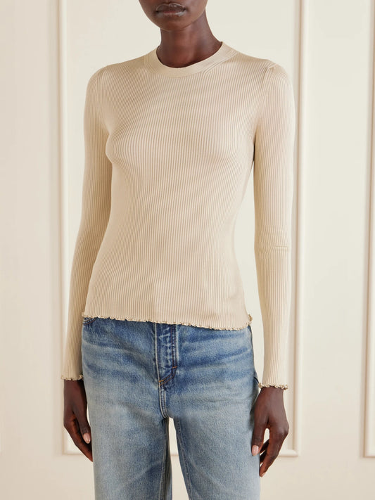 Ribbed Silk-blend Top