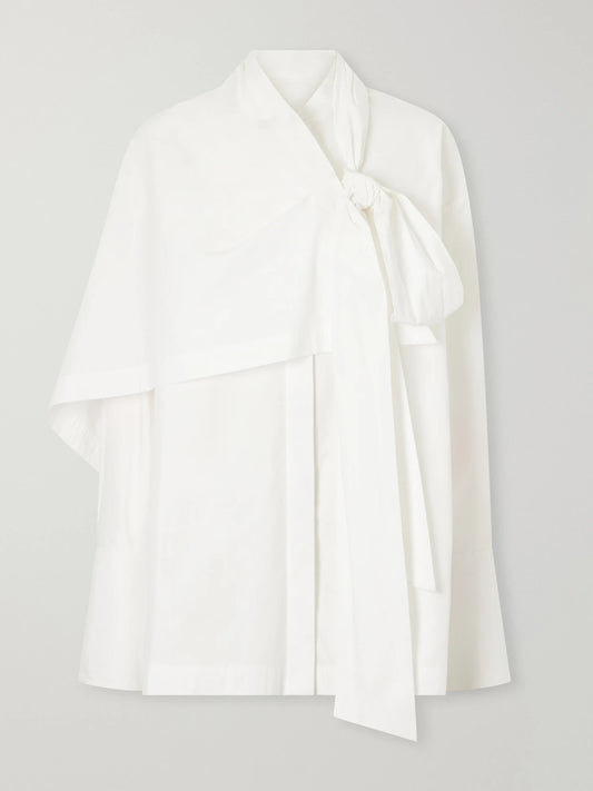 Zimmermann Clash Tie-detailed Asymmetric Cotton-poplin Shirt