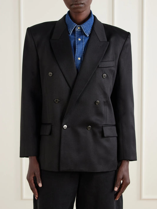 Willy Chavarria Manuela Double-breasted Wool-blend Twill Blazer