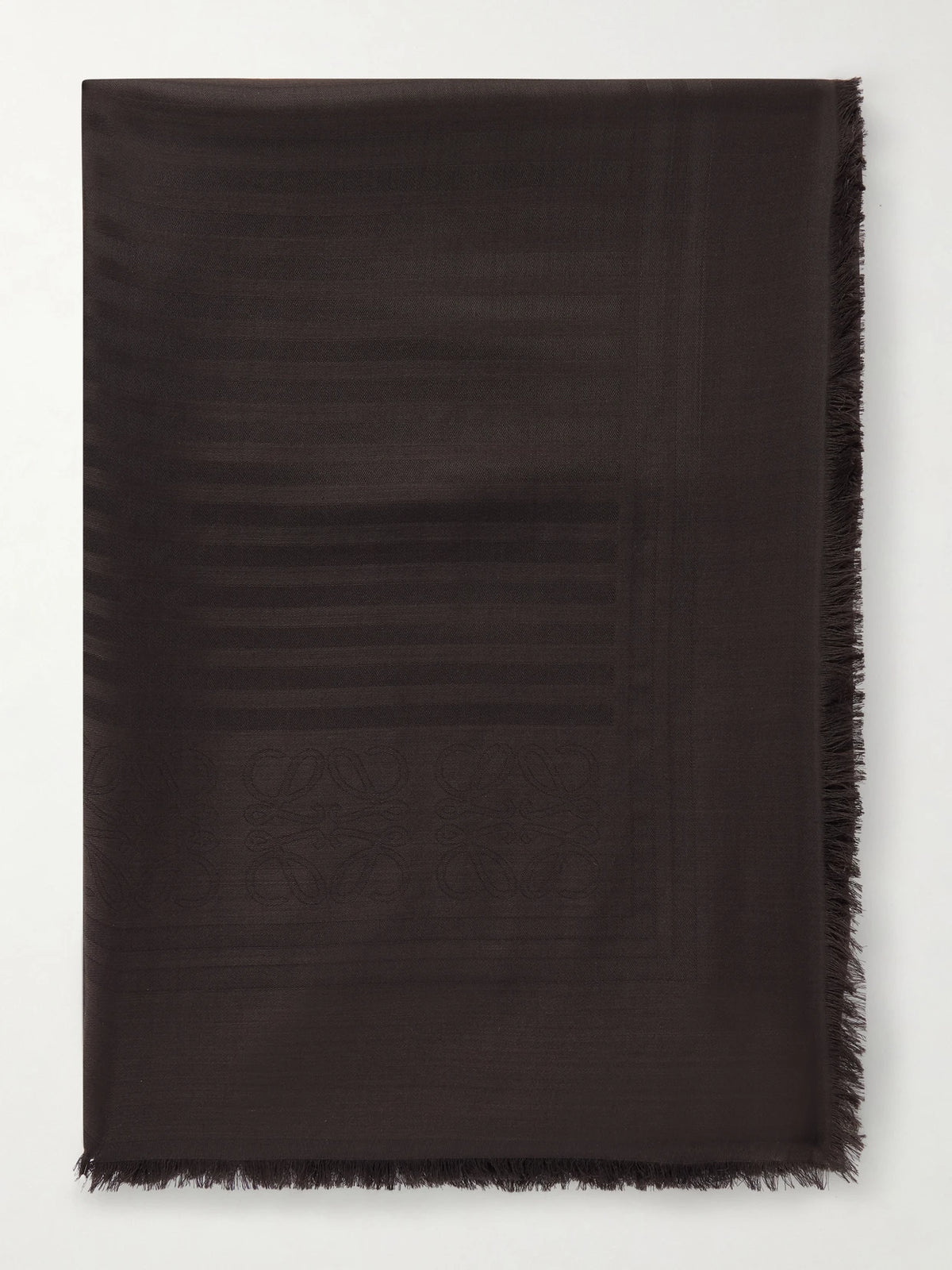 Fringed Wool And Silk-blend Jacquard Scarf