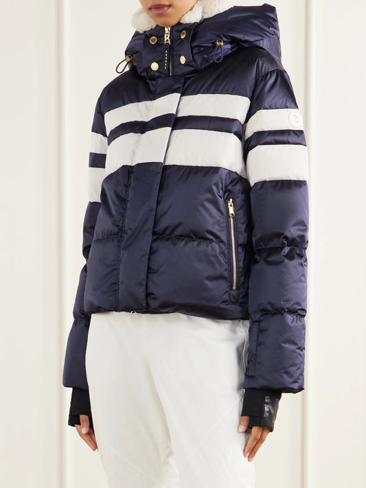BOGNER Silla-d Striped Quilted Plush-trimmed Shell Down Ski Jacket
