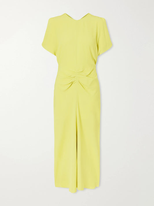 Bela Gathered Satin Midi Dress