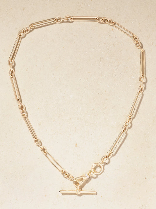 Trombone Albert Clip T-bar 14-karat Gold, Sapphire And Diamond Necklace