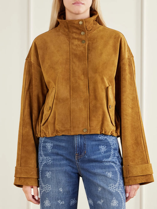 Veronica Beard Bateman Cropped Suede Jacket
