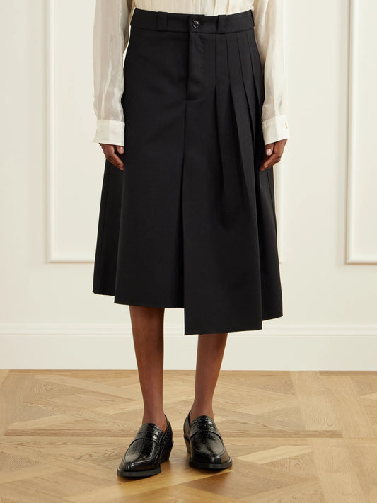Our Legacy Origami Asymmetric Pleated Virgin Wool Skirt